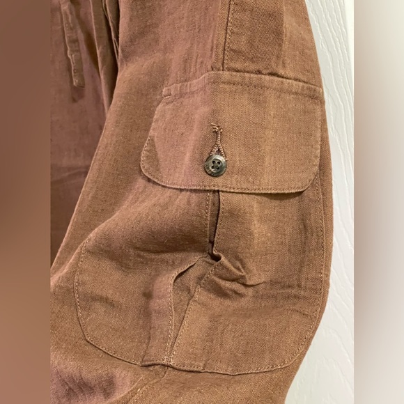 Cabela’s Women’s Linen Blend Cargo Pants Balsamic Brown Color Size 14 NWT - Picture 3 of 16